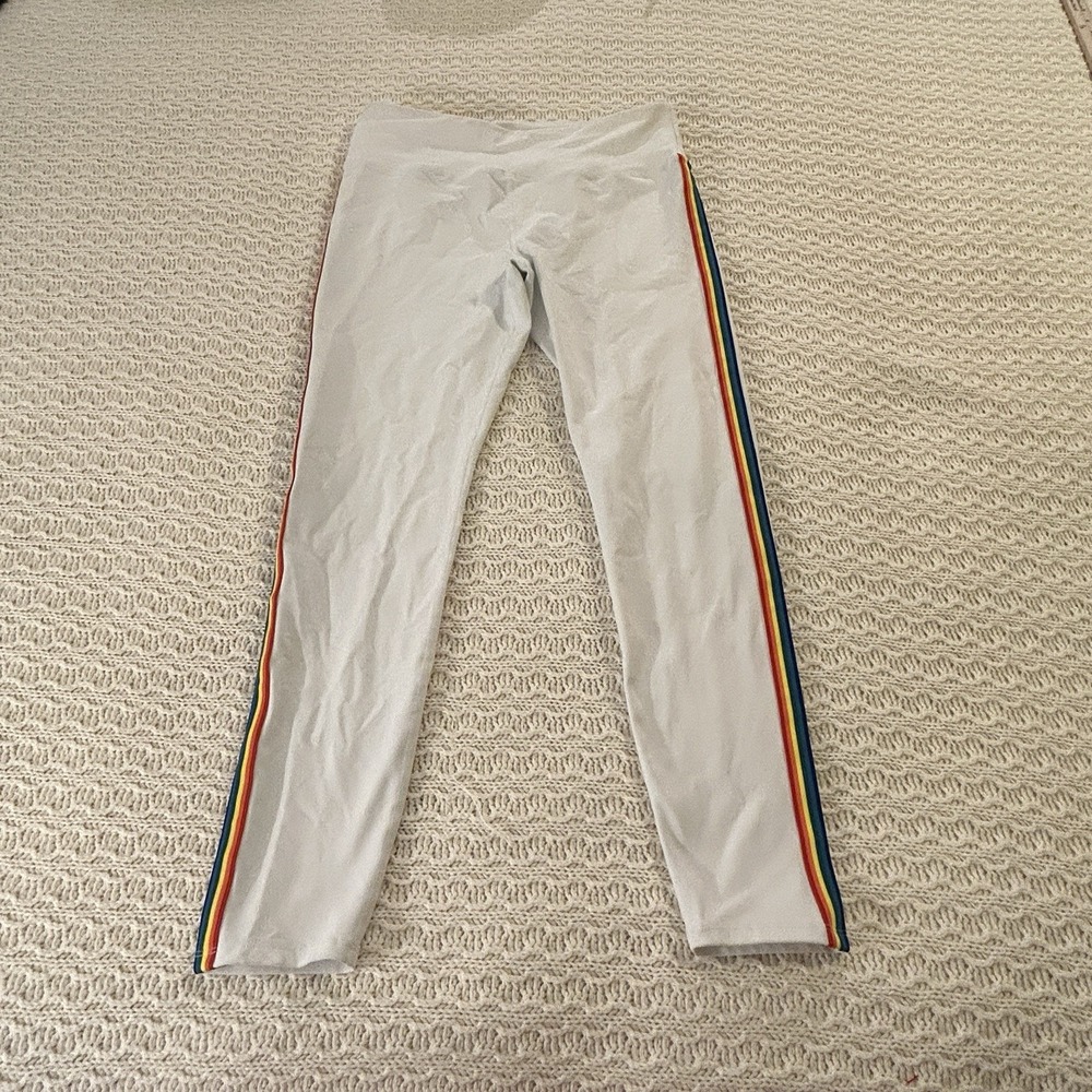 PRIDE RAINBOW STRIPE LEGGINGS by "FORNIA LUXE" Women's SIZE Large